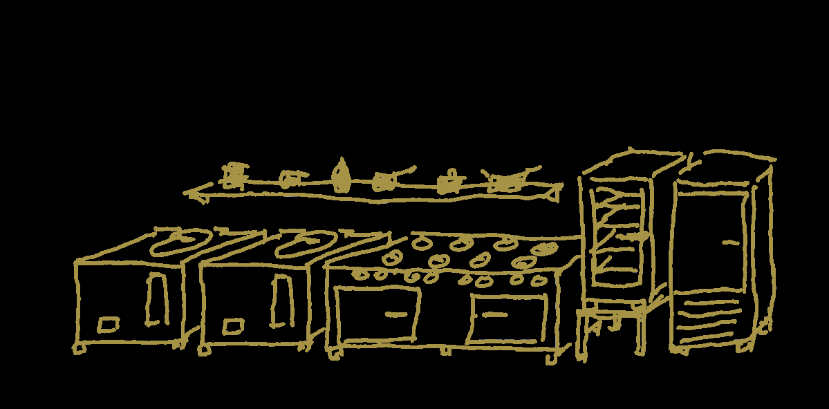 La bozza della cucina della mensa universitaria in Tanzania, che Francesco de Francesco fece all’epoca del progetto.