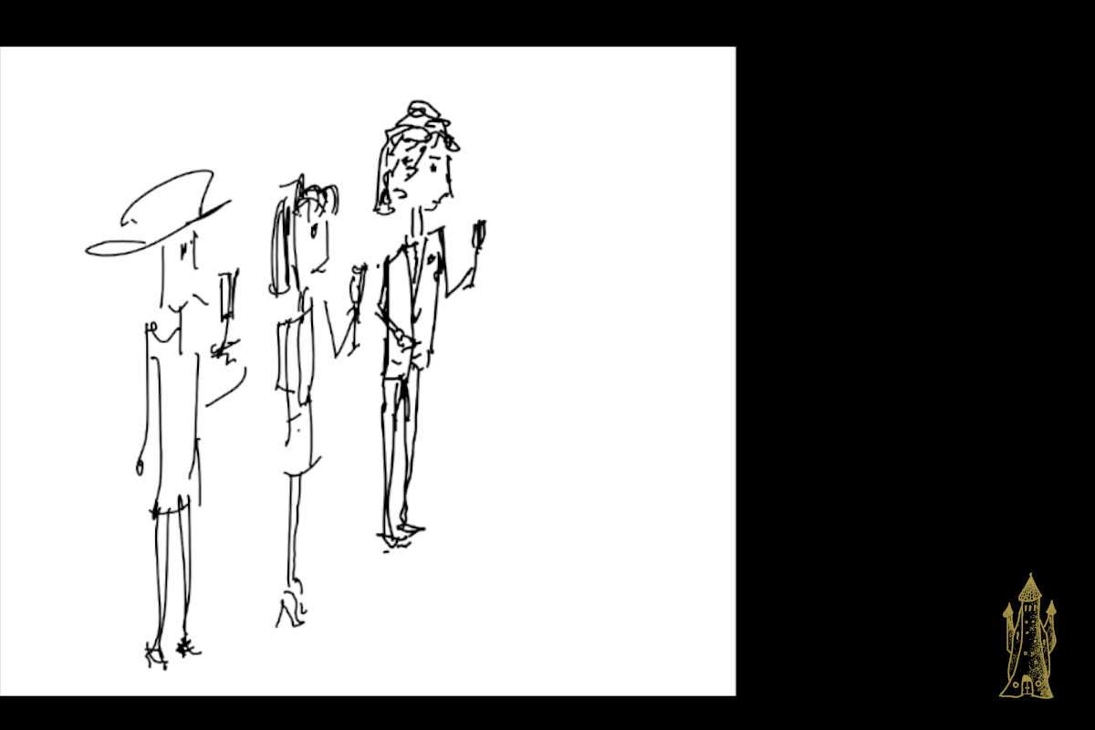 Il disegno di alcune persone che stanno valutando una bevando, a rappresentare un panel test.