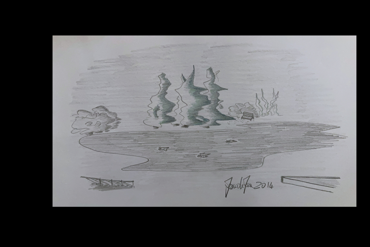 Il disegno di un giardino meditativo, che ho usato per rappresentare un momento di autoformazione.